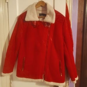 Women Plus Velvet Asymmetrical Zipper Short Locomotive Jacket Composite Coat